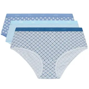 DIM Lot de 3 Boxers Femme Coton POCKETS STRETCH Géos Bleu