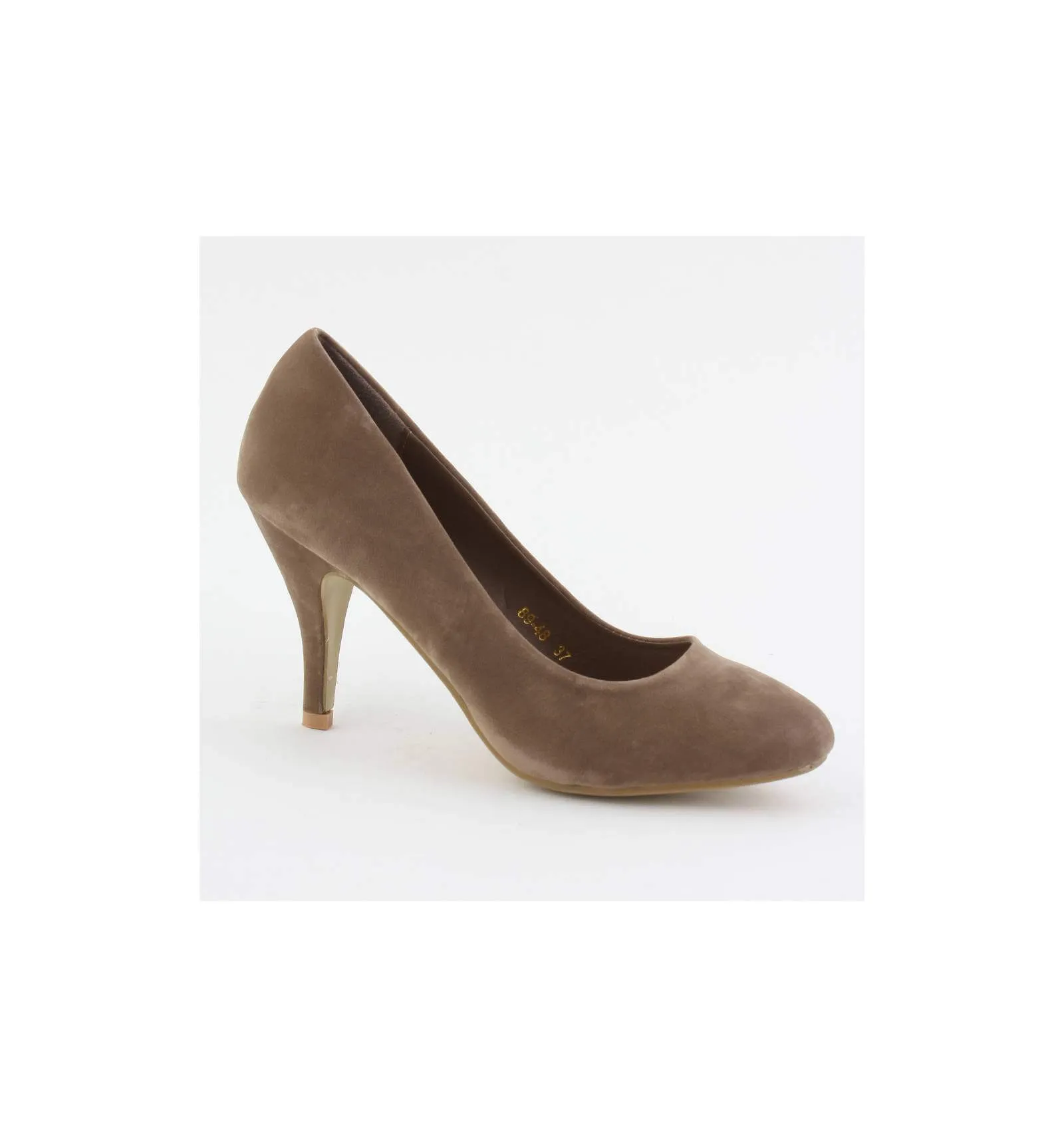 Escarpin femme à talon aspect daim kaki MONICA