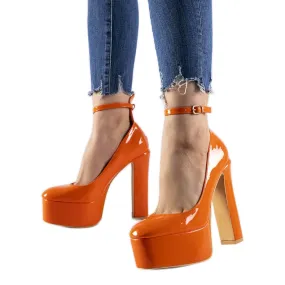 Escarpins Colle en cuir verni orange