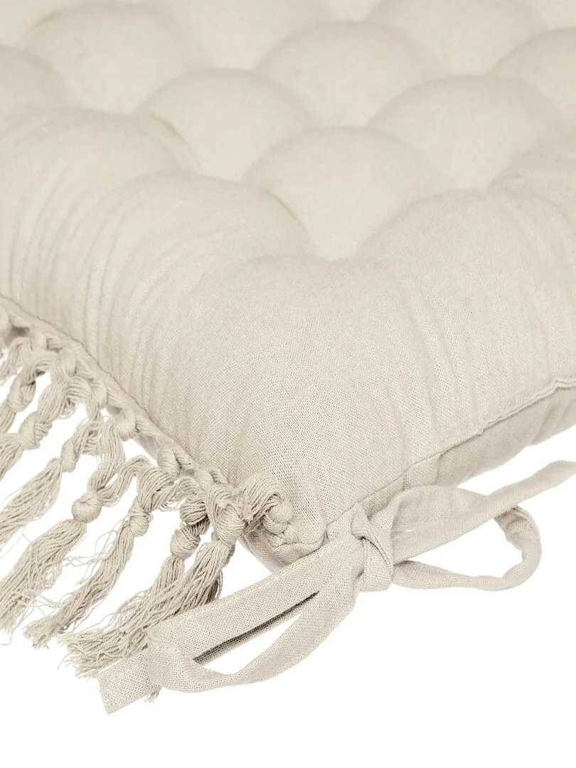 Galette de chaise en macramé - Beige coquille