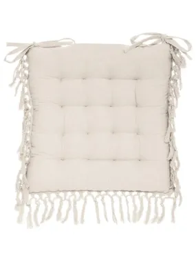 Galette de chaise en macramé - Beige coquille