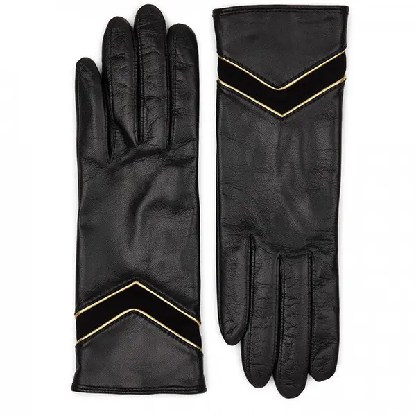 Gants tactiles Or T7.5 Cuir Noir | Lancaster