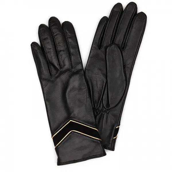 Gants tactiles Or T7.5 Cuir Noir | Lancaster