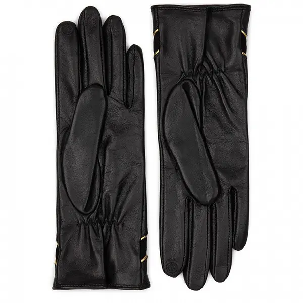 Gants tactiles Or T7.5 Cuir Noir | Lancaster