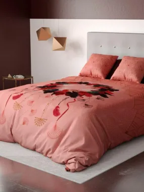 Housse de couette 200x200 cm + 2 taies d'oreiller 100% Coton 47 fils Cancan Dream - Rouge