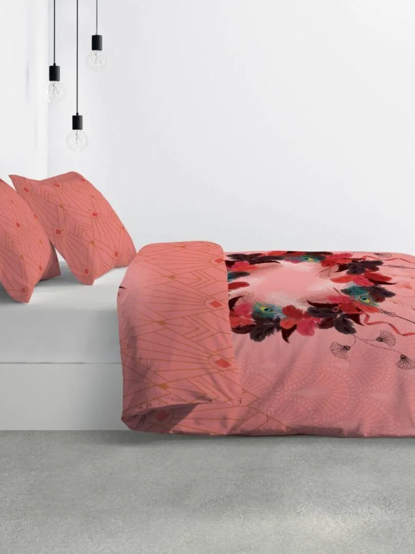 Housse de couette 200x200 cm + 2 taies d'oreiller 100% Coton 47 fils Cancan Dream - Rouge