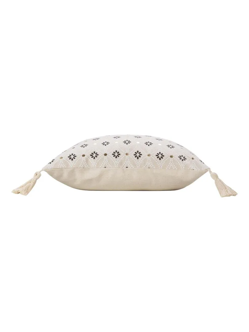 Housse de coussin en coton imprimé - Beige