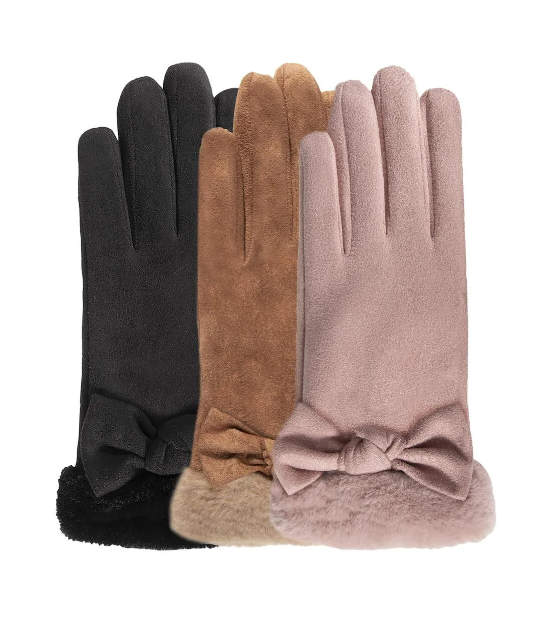 Isotoner Gants femme tactiles, chauds, doublés imitation fourrure, taille unique