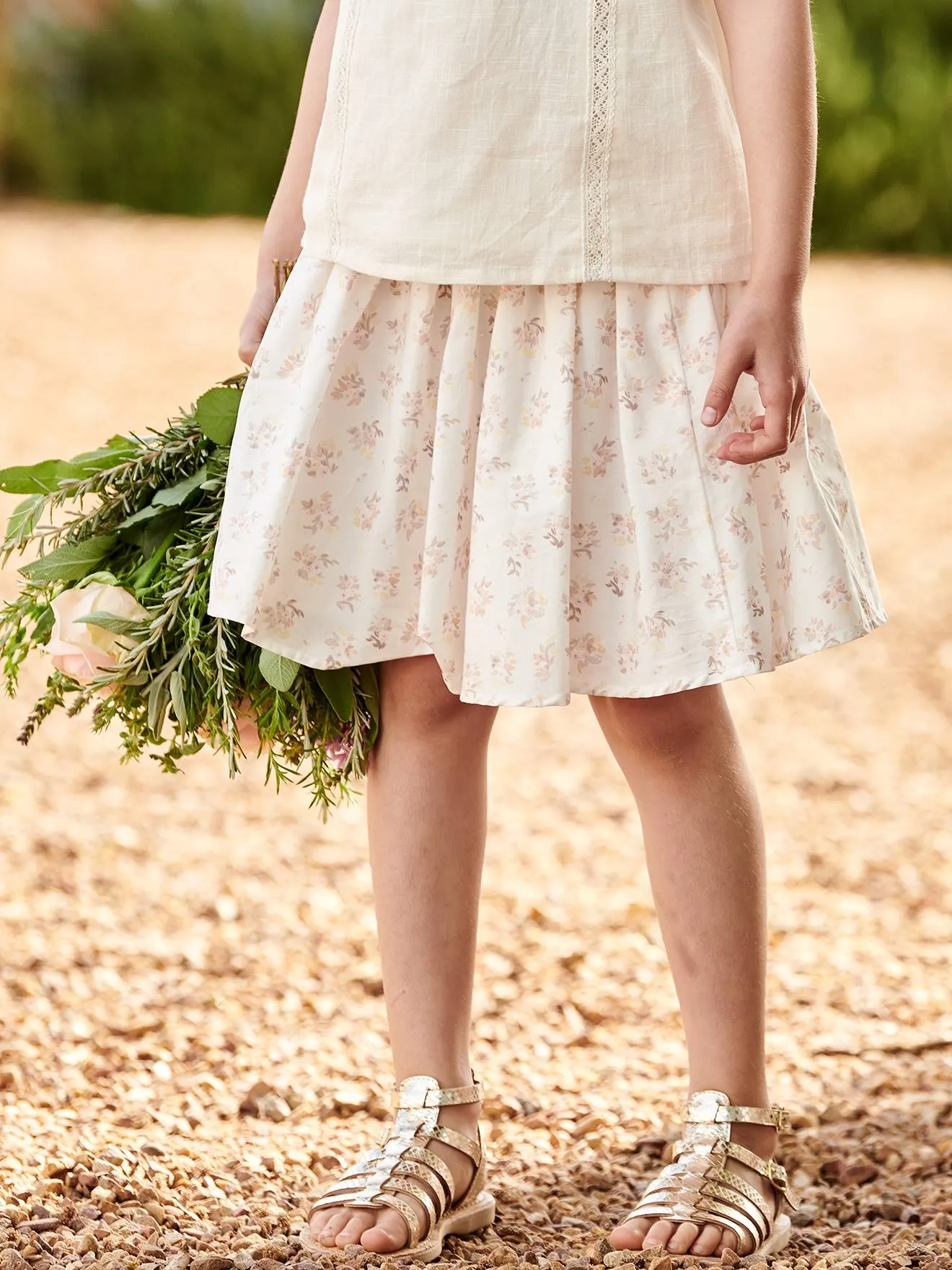 Jupe de cérémonie à fleurs fille blanc imprimé - Vertbaudet