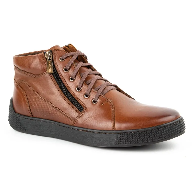 Kampol Bottes en cuir isolées pour hommes 120KAM marron brun