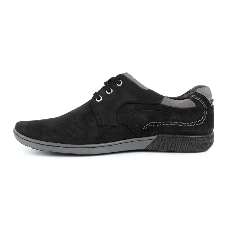 KOMODO Chaussures décontractées en cuir pour hommes 861L noir le noir