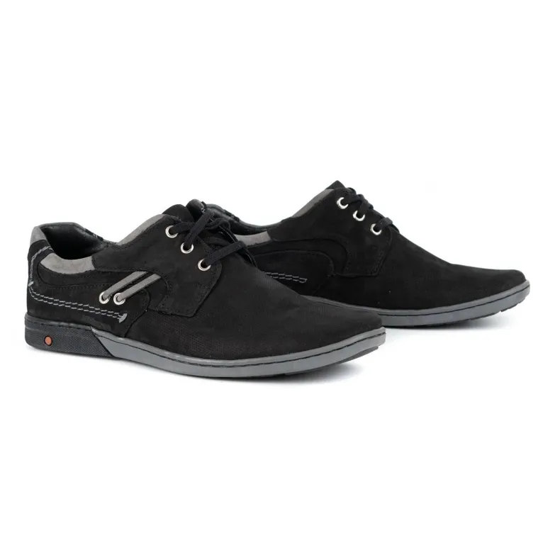 KOMODO Chaussures décontractées en cuir pour hommes 861L noir le noir