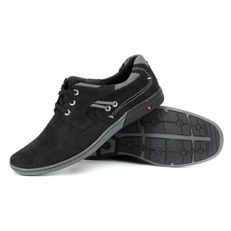 KOMODO Chaussures décontractées en cuir pour hommes 861L noir le noir