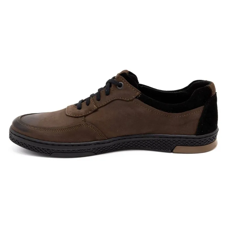 KOMODO Chaussures décontractées en cuir pour hommes 918K marron brun