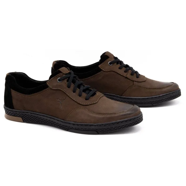 KOMODO Chaussures décontractées en cuir pour hommes 918K marron brun