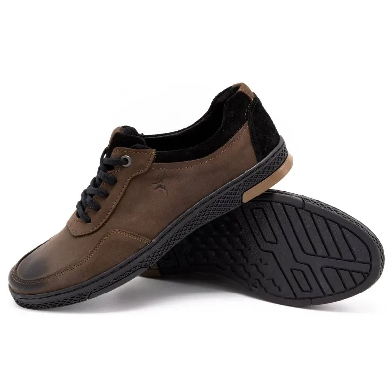 KOMODO Chaussures décontractées en cuir pour hommes 918K marron brun