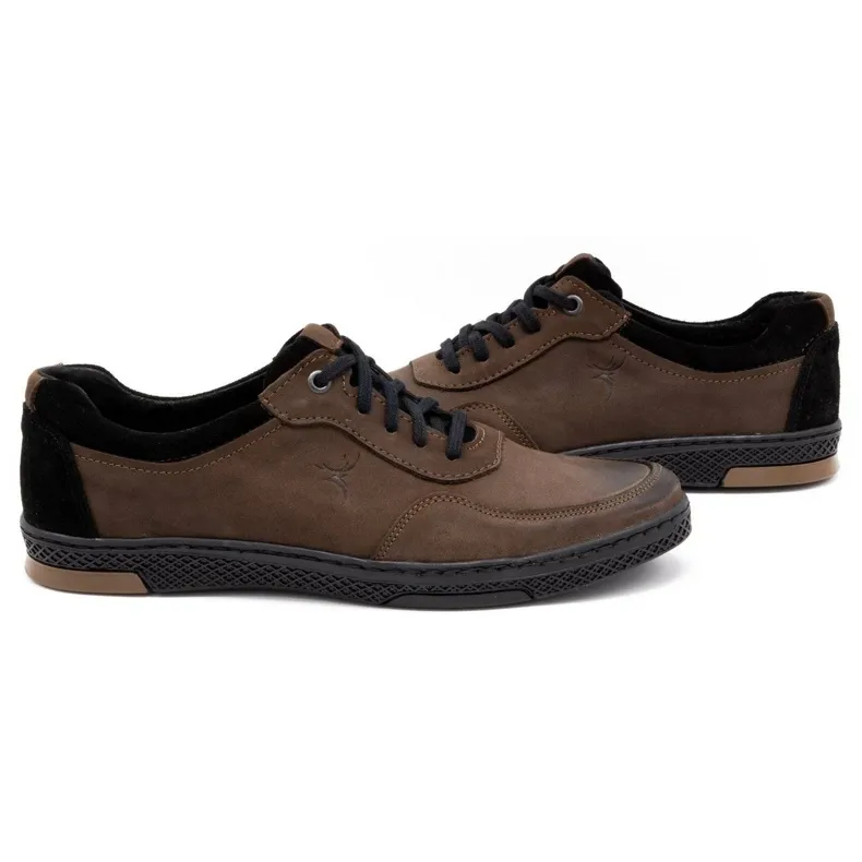 KOMODO Chaussures décontractées en cuir pour hommes 918K marron brun