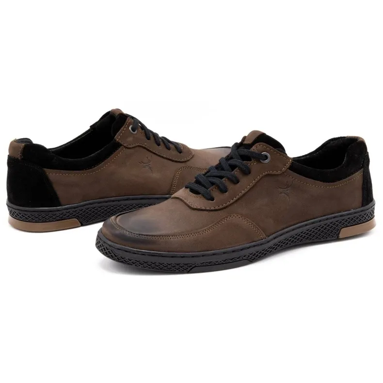 KOMODO Chaussures décontractées en cuir pour hommes 918K marron brun