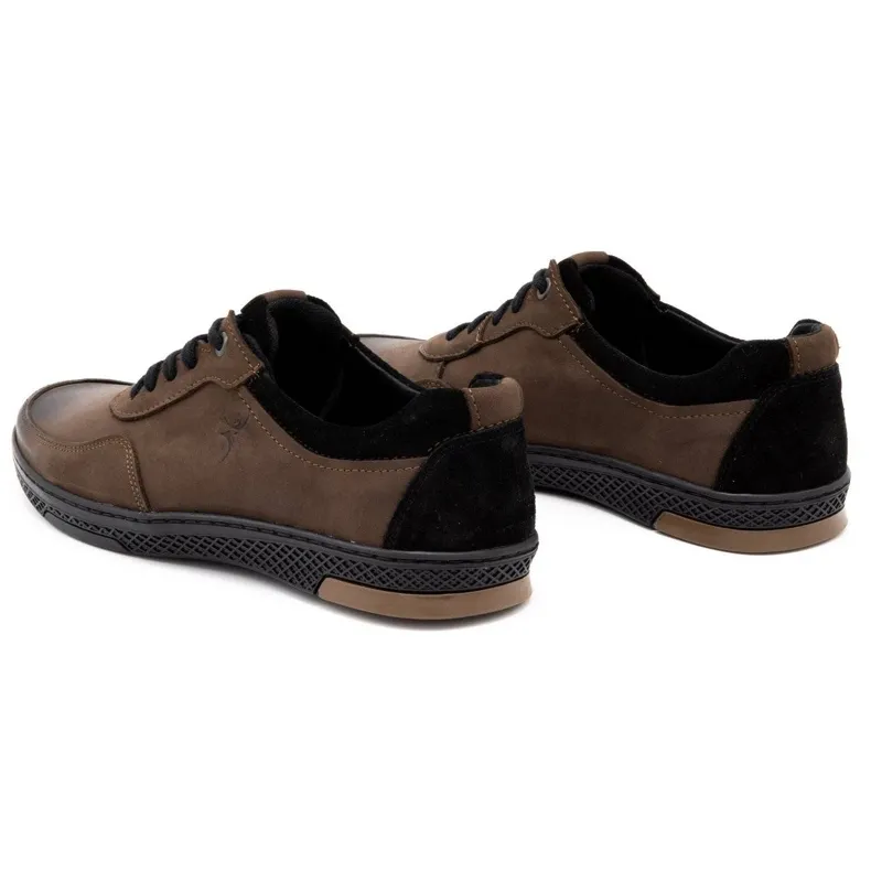 KOMODO Chaussures décontractées en cuir pour hommes 918K marron brun