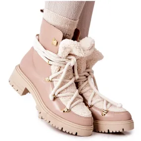 Lewski Shoes Bottes Cuir Trappeurs Attachées Lewski Beige 3116