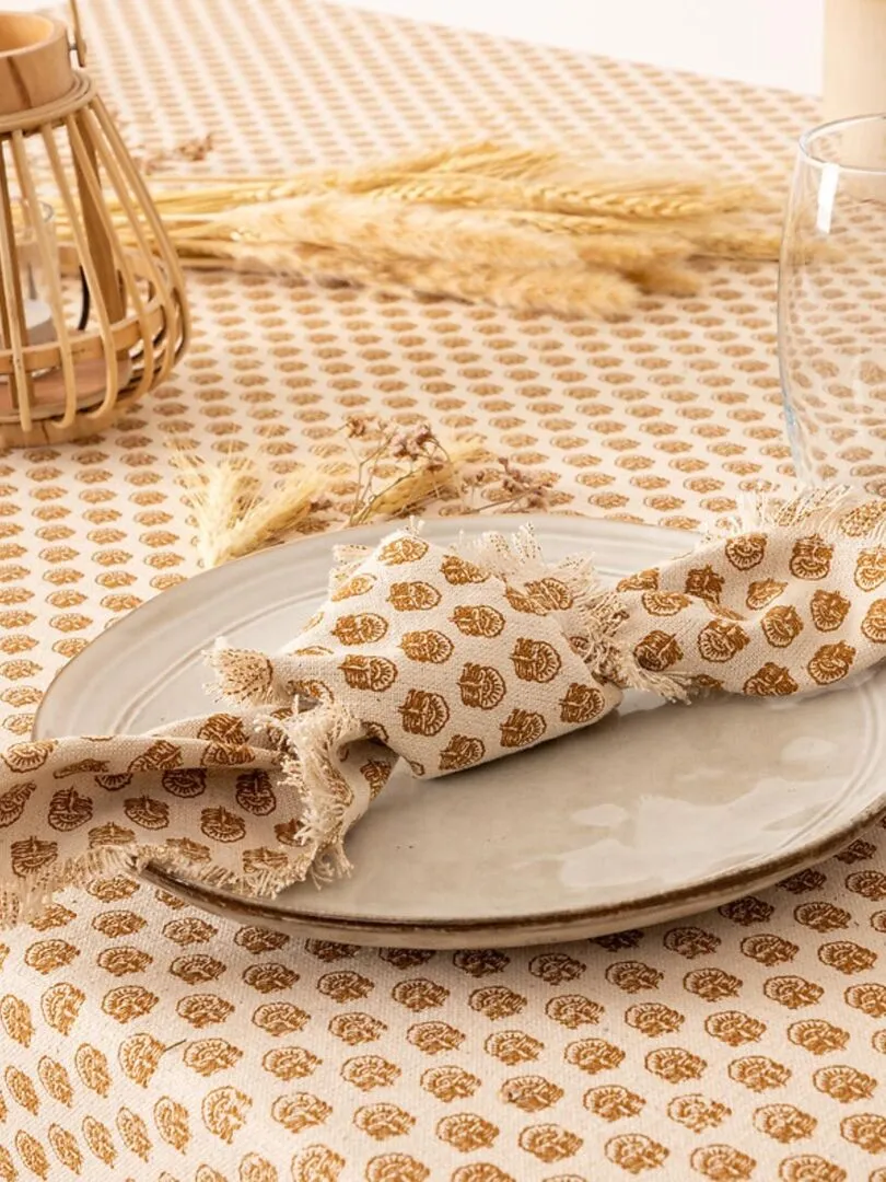 Lot de 2 serviettes à franges Hindi - Beige