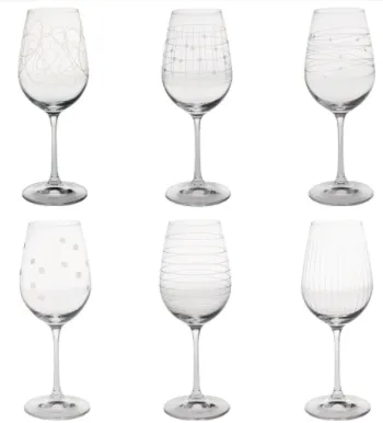 Lot de 6 verres à pied à motifs (35cl)