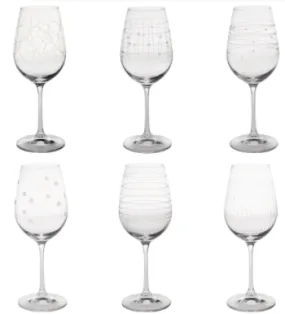 Lot de 6 verres à pied à motifs (35cl)