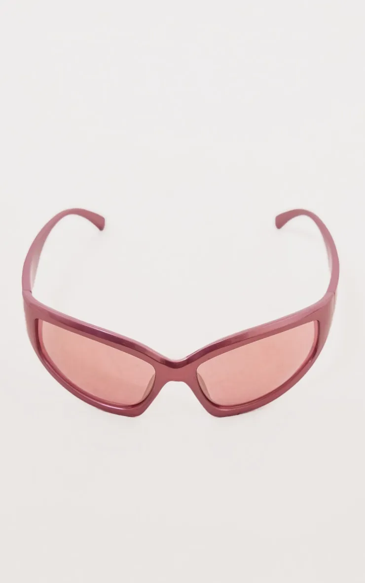 Lunettes de soleil style visière de sport roses