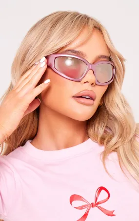 Lunettes de soleil style visière de sport roses