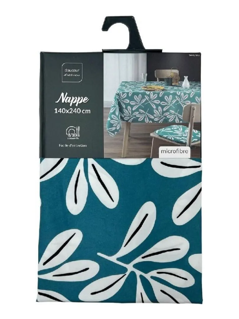 Nappe rectangulaire 140x240 cm Sandy bleu microfibre - Bleu