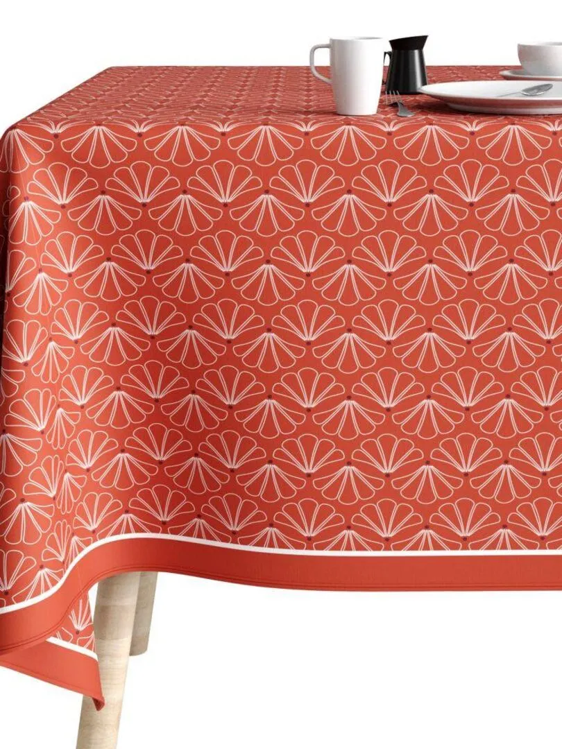 Nappe rectangulaire anti tache en Coton - Lotus - Rouge