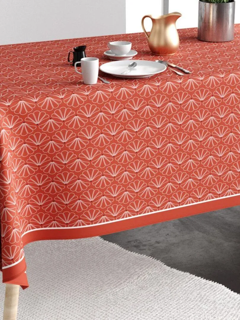 Nappe rectangulaire anti tache en Coton - Lotus - Rouge