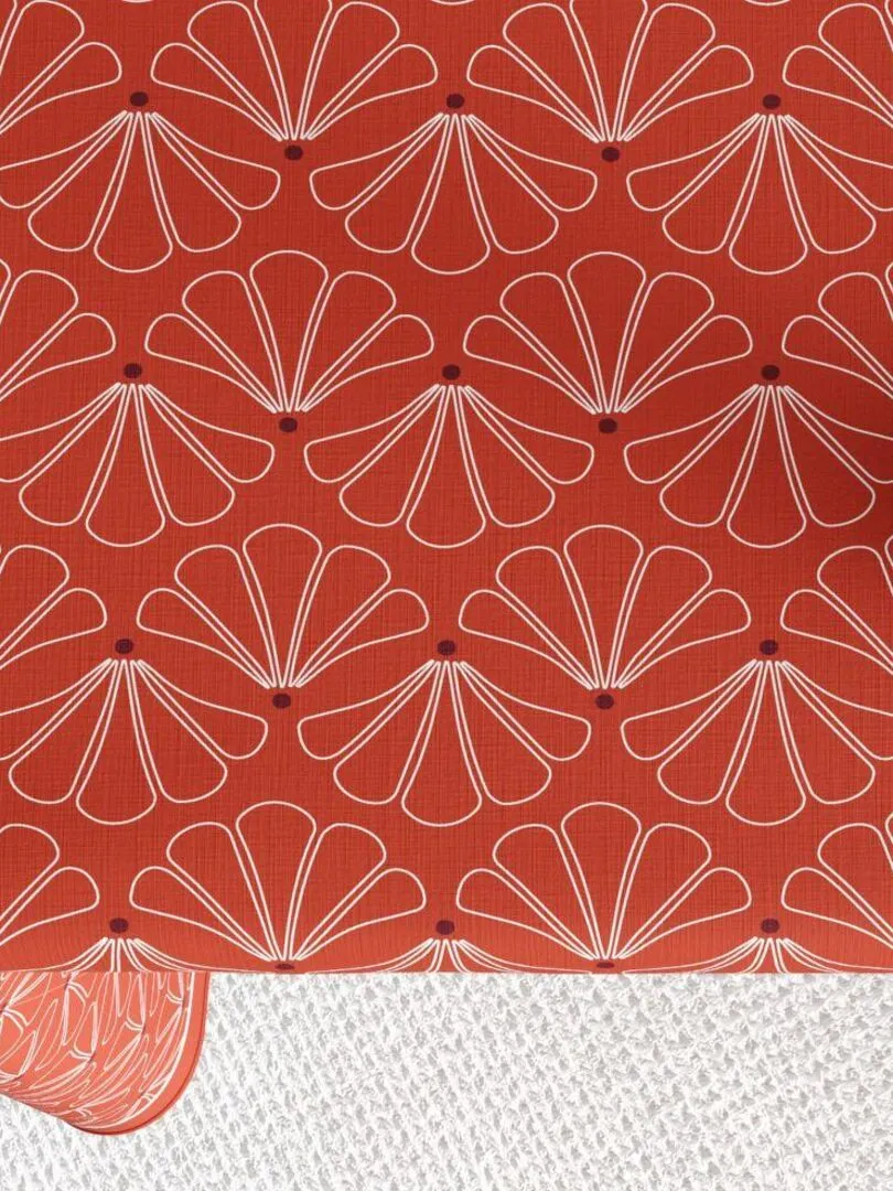 Nappe rectangulaire anti tache en Coton - Lotus - Rouge