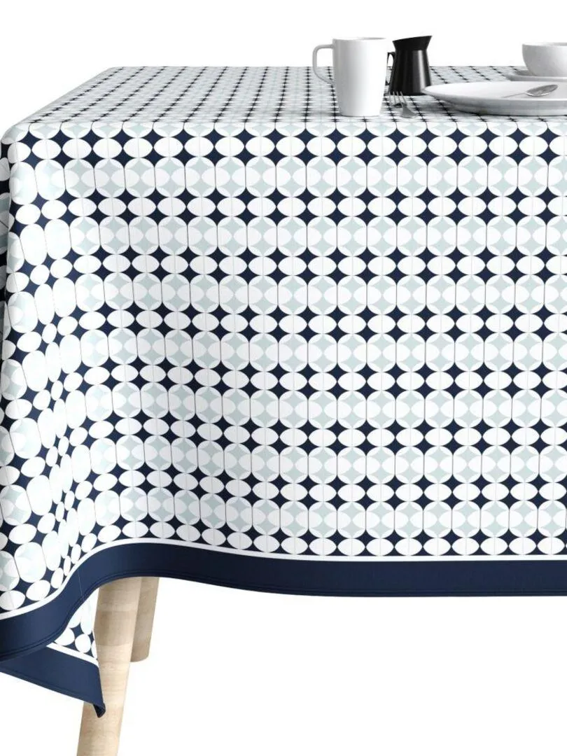 Nappe rectangulaire anti tache en Coton - Verana - Bleu