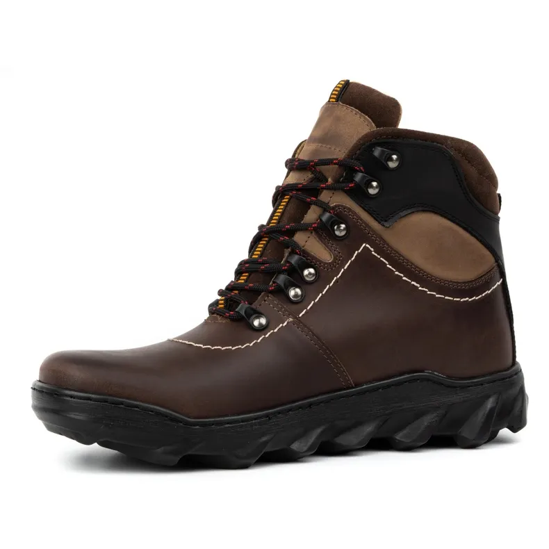 Olivier Bottes d'hiver en cuir pour hommes 150GT marron brun