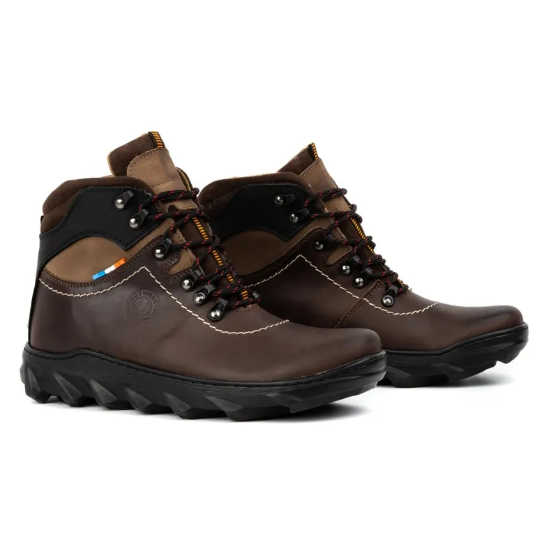 Olivier Bottes d'hiver en cuir pour hommes 150GT marron brun