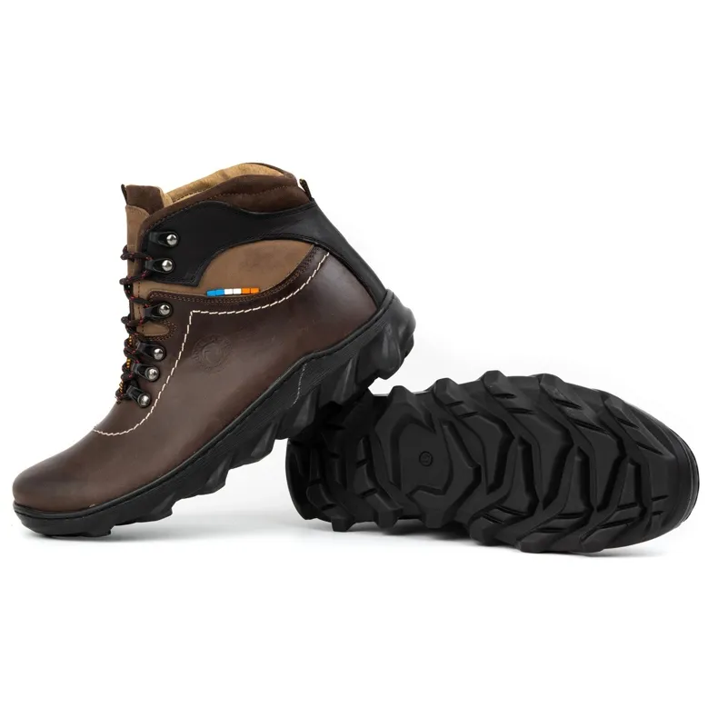 Olivier Bottes d'hiver en cuir pour hommes 150GT marron brun