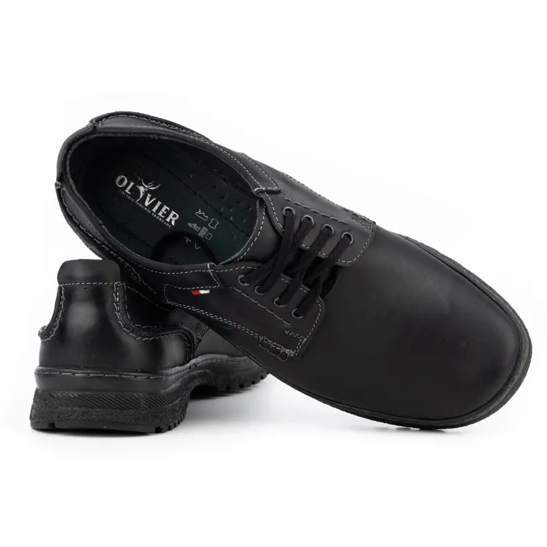 Olivier Chaussures décontractées en cuir pour hommes 221GT noir le noir