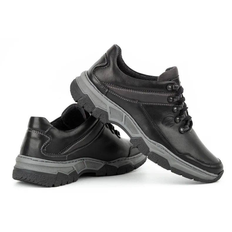 Olivier Chaussures décontractées en cuir pour hommes 842MA noir le noir