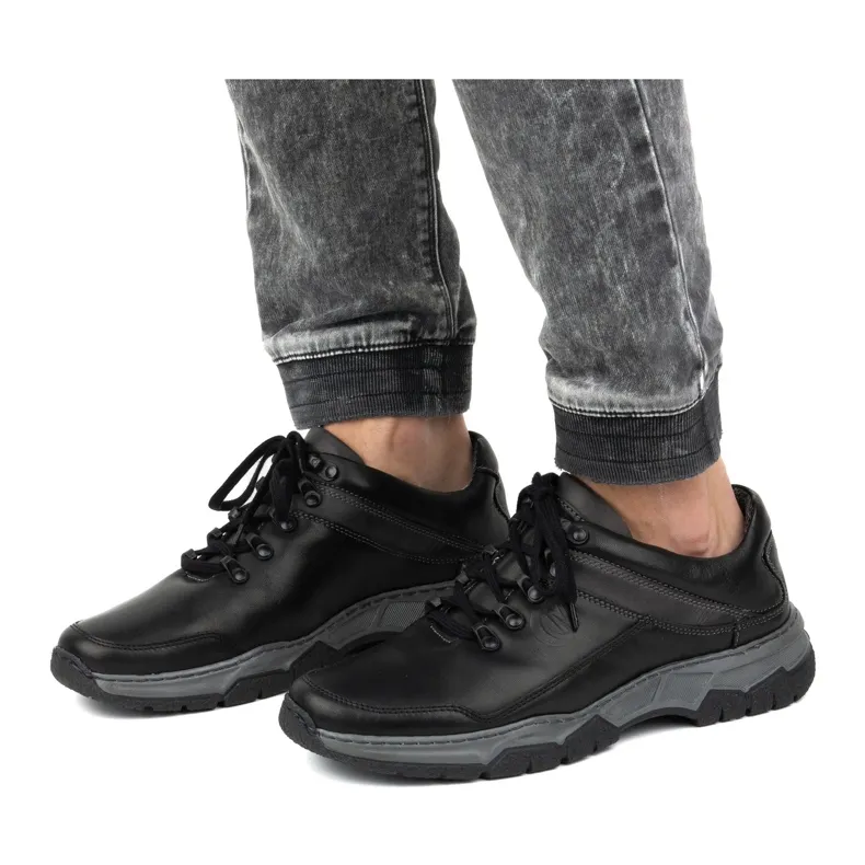 Olivier Chaussures décontractées en cuir pour hommes 842MA noir le noir