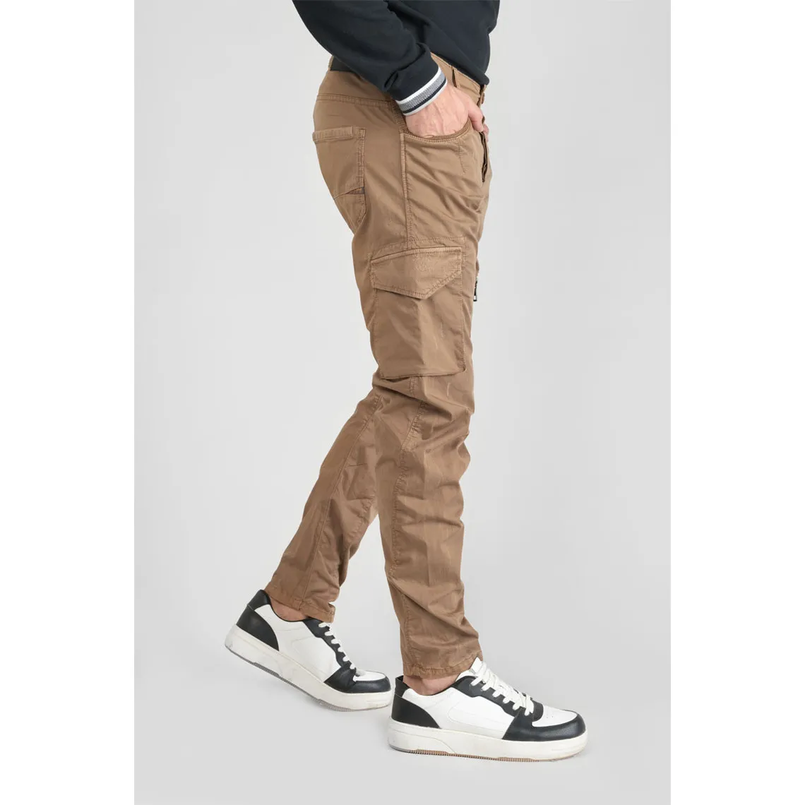 Pantalon Cargo Alban marron blanc en coton | 3 Suisses