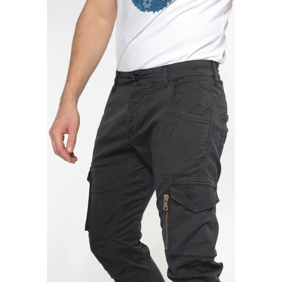 Pantalon cargo Alban noir en coton | 3 Suisses