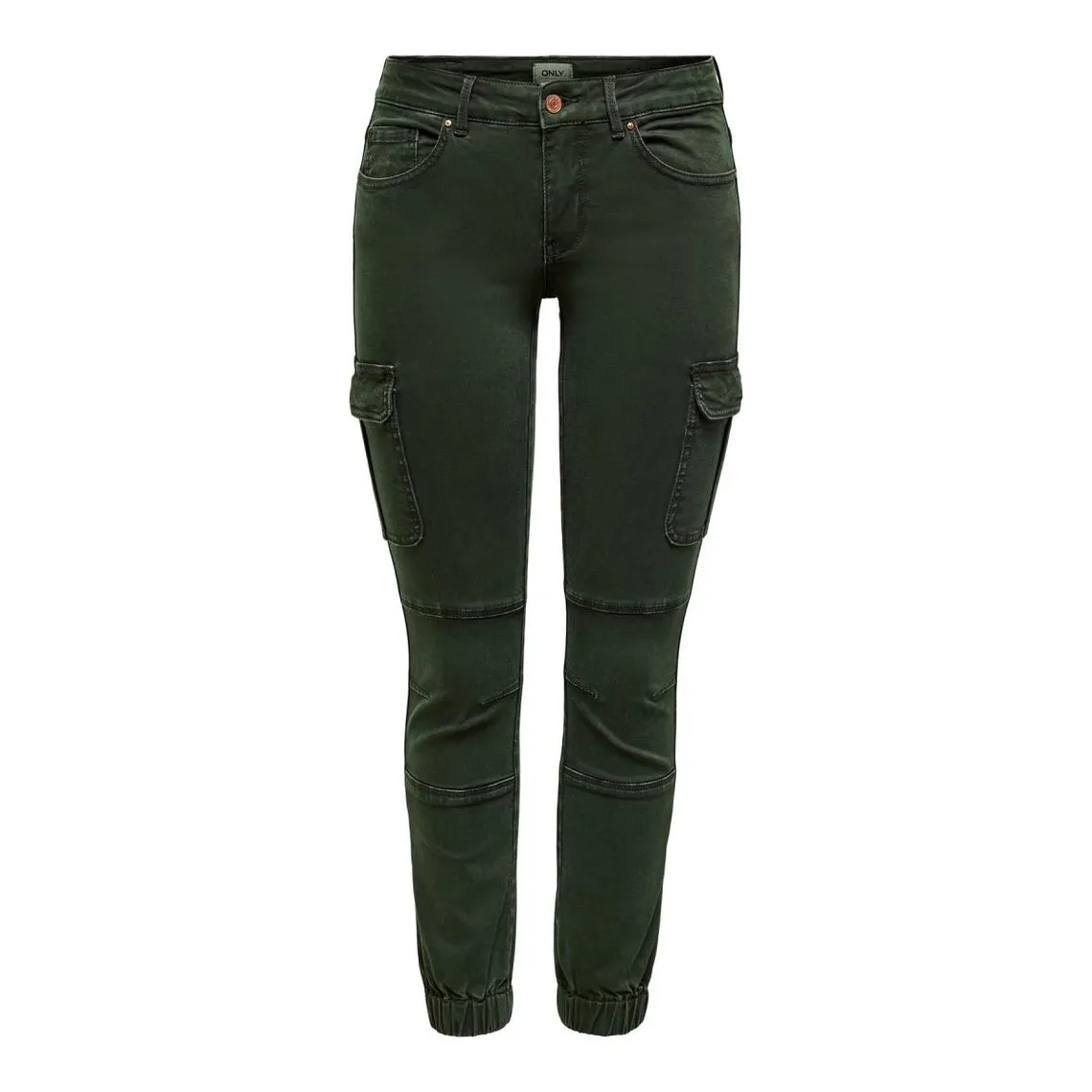 Pantalon cargo Détails cargo vert en coton Lina | 3 Suisses