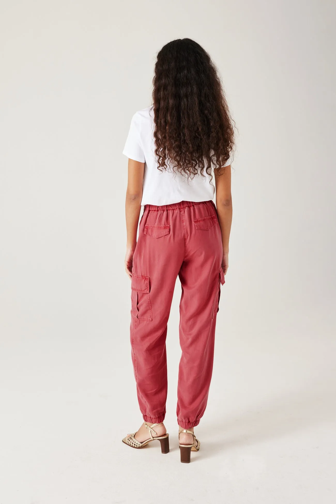 Pantalon cargo en lyocell - Vieux rose