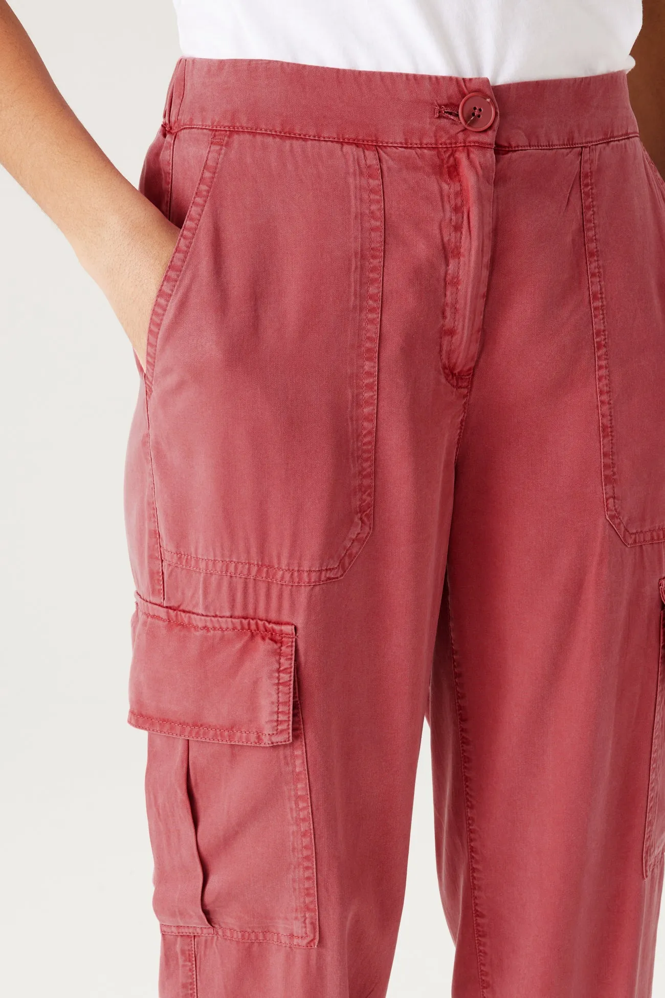 Pantalon cargo en lyocell - Vieux rose