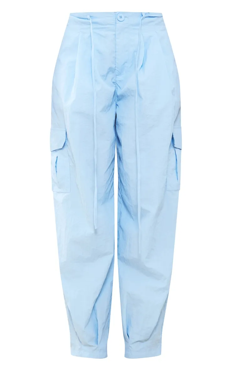 Pantalon cargo en nylon bleu ciel très baggy