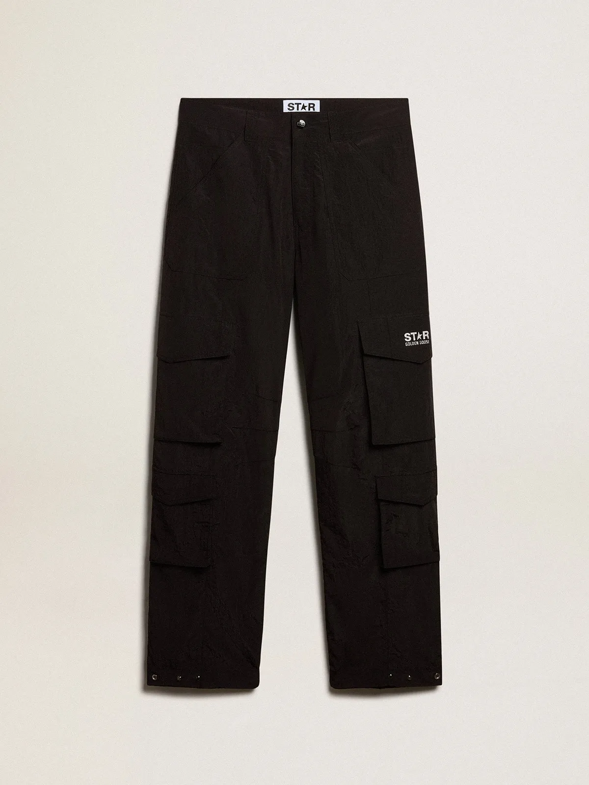 Pantalon cargo en nylon ripstop noir | Golden Goose