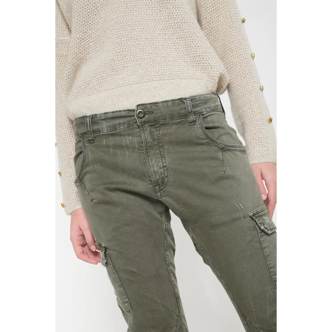 Pantalon cargo RIVERA vert en coton | 3 Suisses