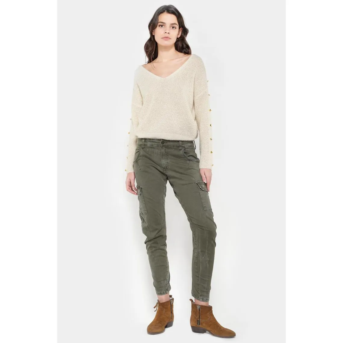 Pantalon cargo RIVERA vert en coton | 3 Suisses