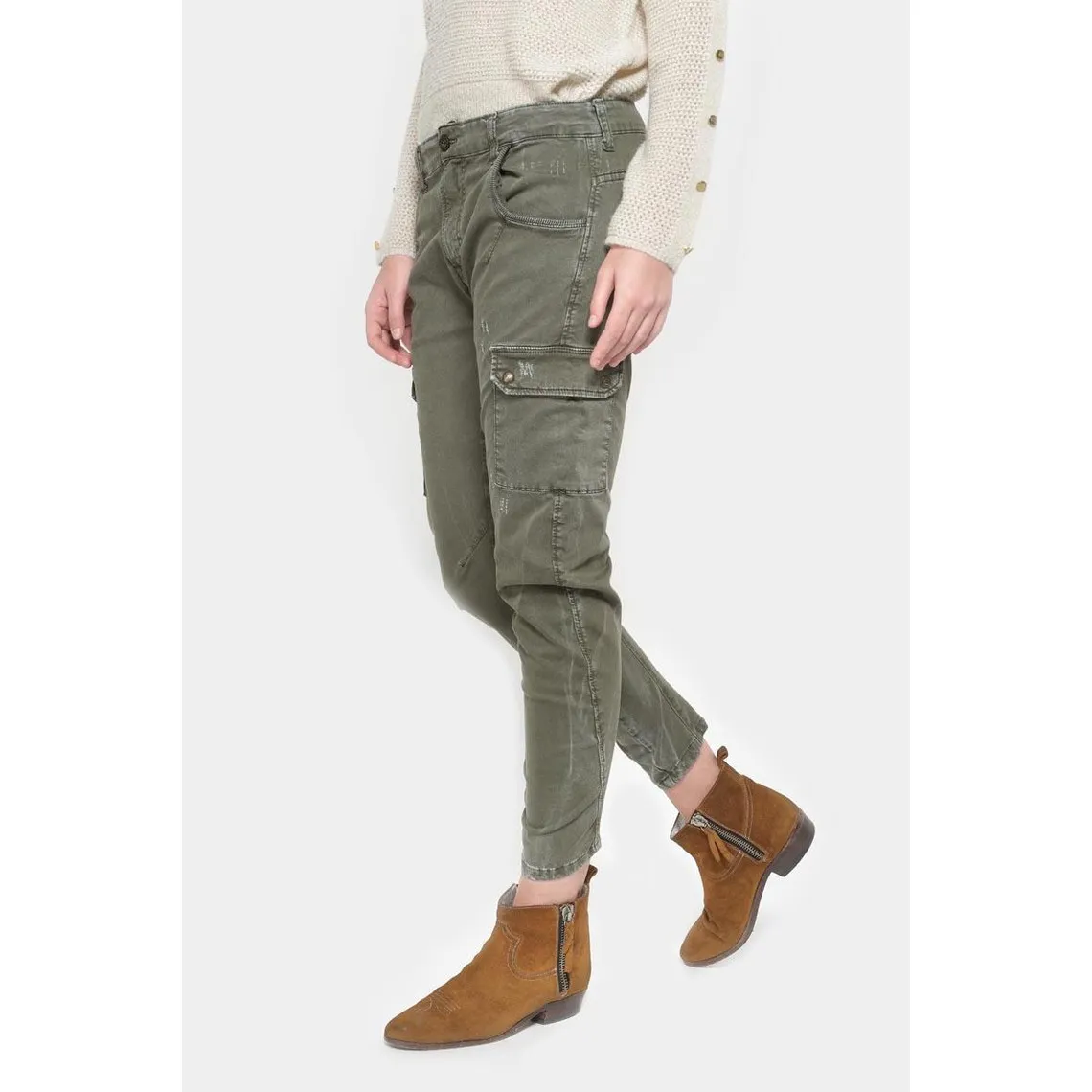 Pantalon cargo RIVERA vert en coton | 3 Suisses